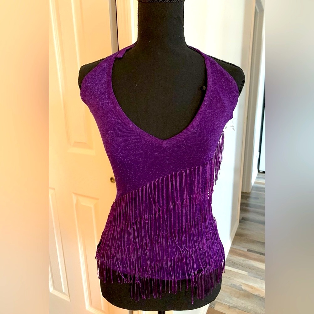 Morgan De Toi- Paris- Crown Jewel Halter Top knitwear with Fringes- size S
